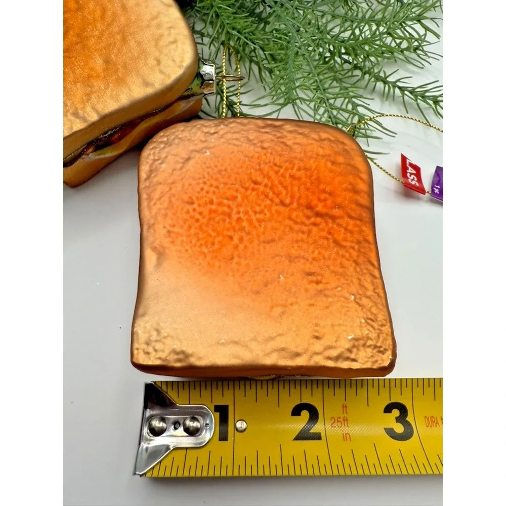Glass Cheeseburger Ornaments Set of 3 Handcrafted Patty Melt Food Christmas Deco - Picture 9 of 9
